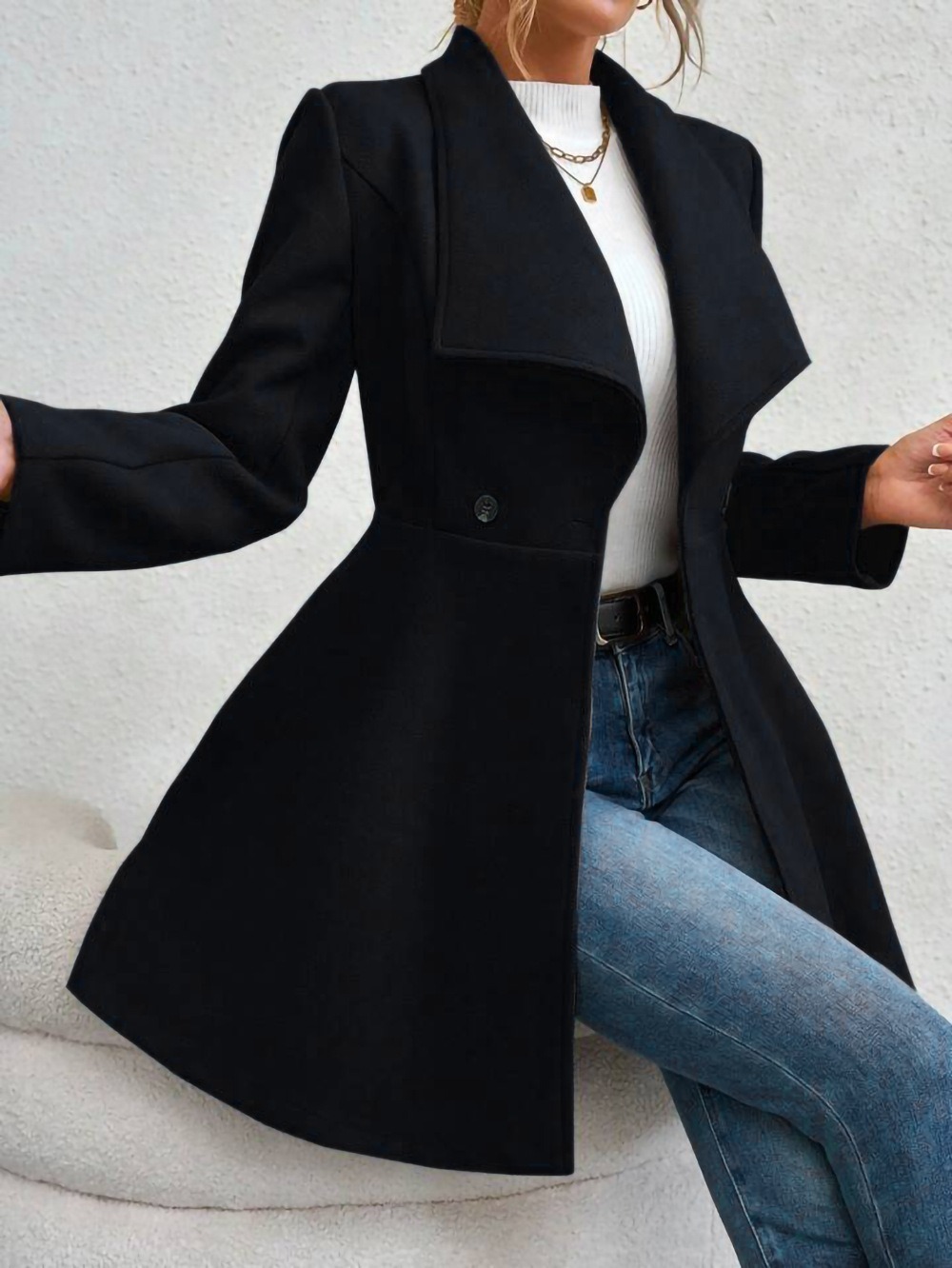 Modny płaszcz wełniany damski  – Wool Coat Peacoat recenzja i cena