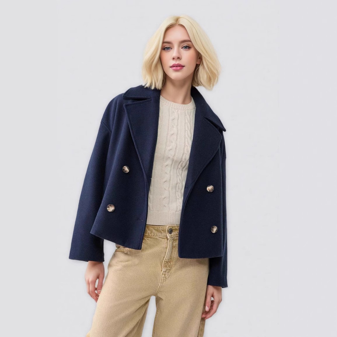 Damskie wełniane płaszcze Eleg – Wool Coat Peacoat recenzja i cena