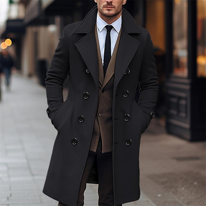 Jesienno-zimowe męskie wełnian – Wool Coat Peacoat recenzja i cena