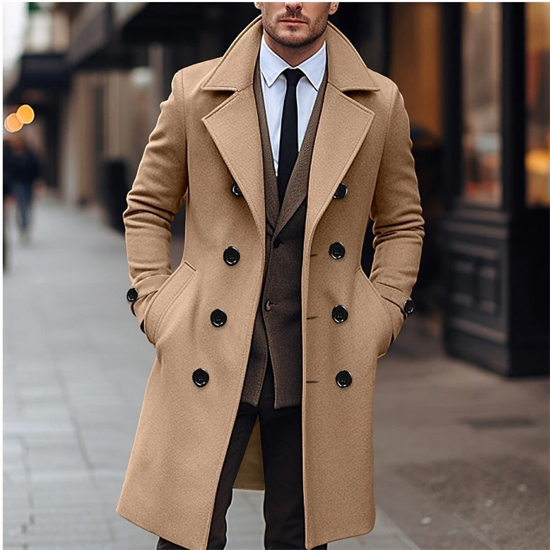 Jesienno-zimowe męskie wełnian – Wool Coat Peacoat recenzja i cena